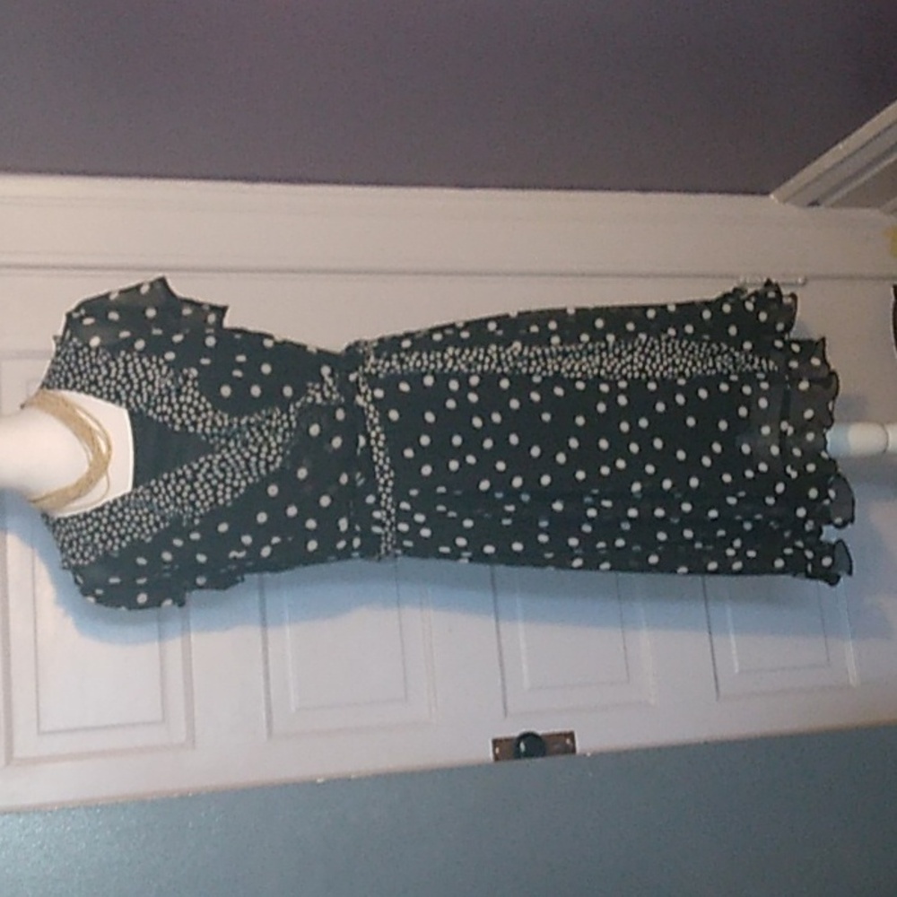 Dress Barn sexy cute Polka Dot summer dress sz12 , 2piece, w/ inner slip dress.
